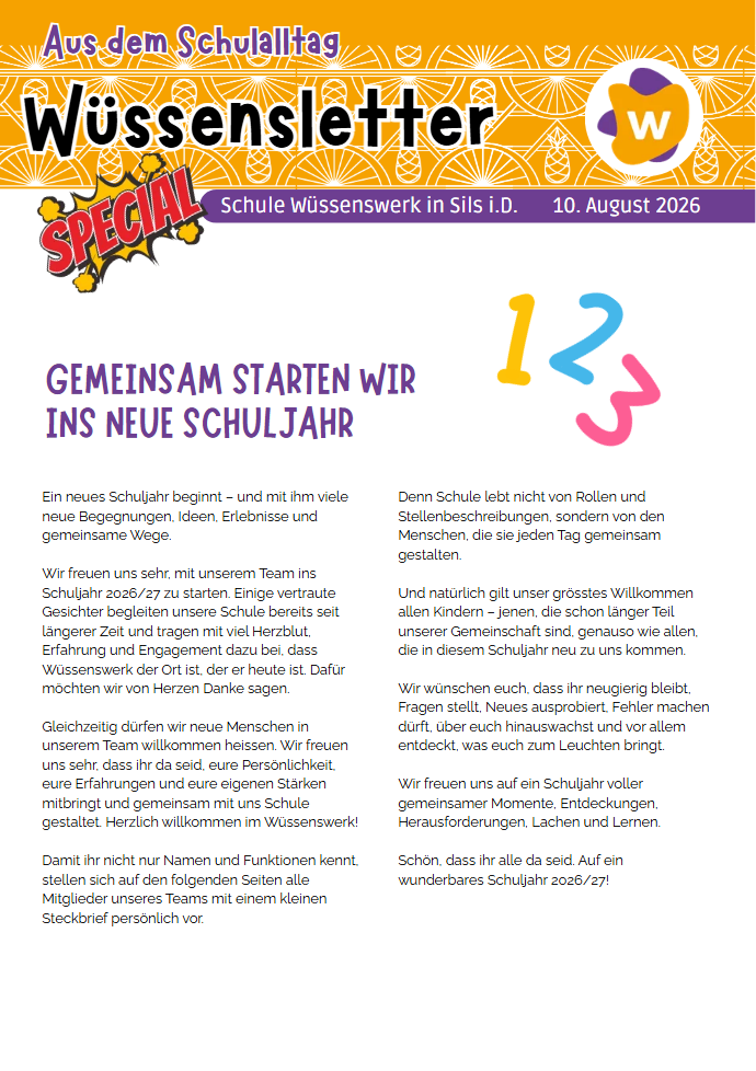 Wüssensletter 10. August 2026