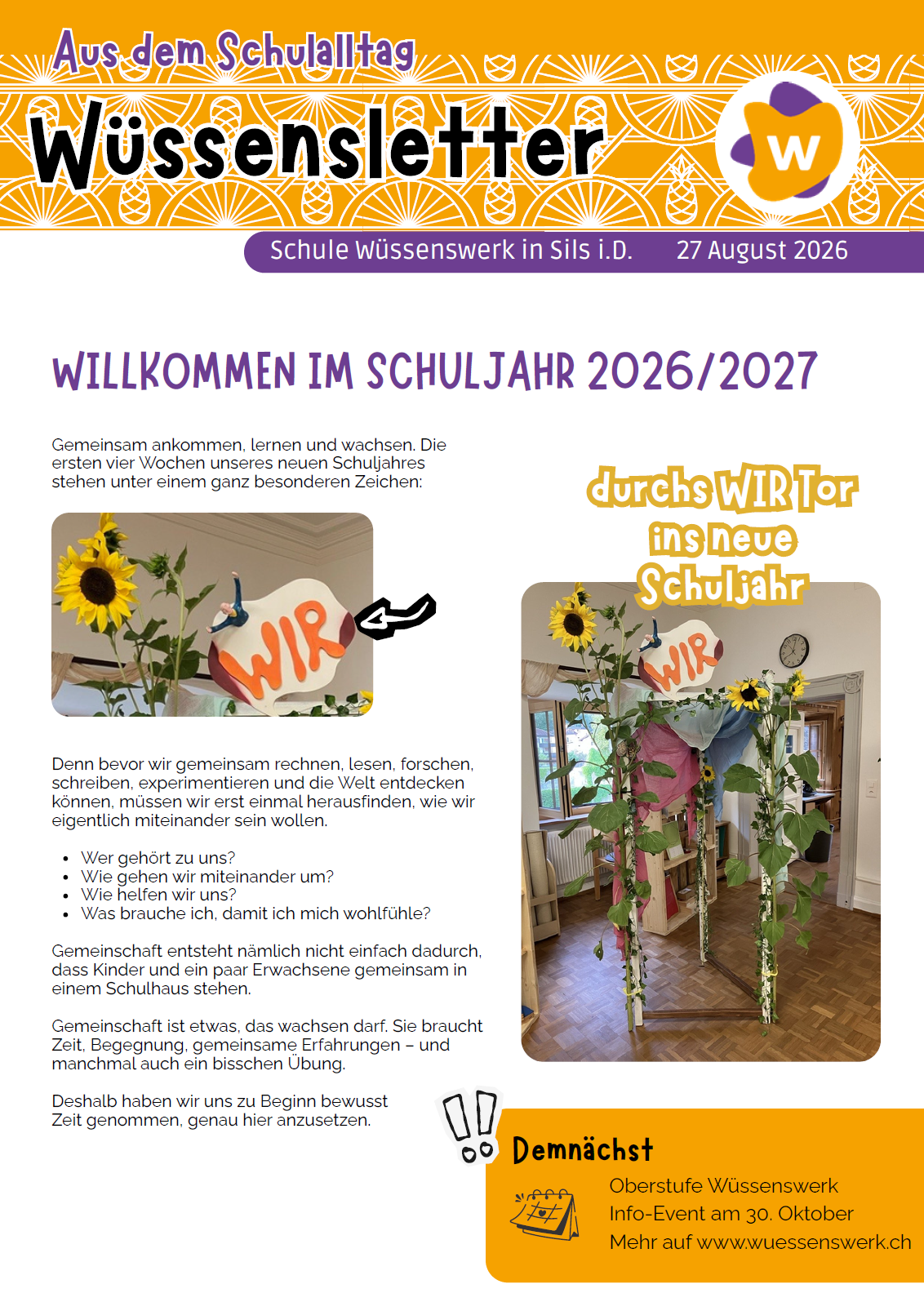 Wüssensletter 27. August 2026